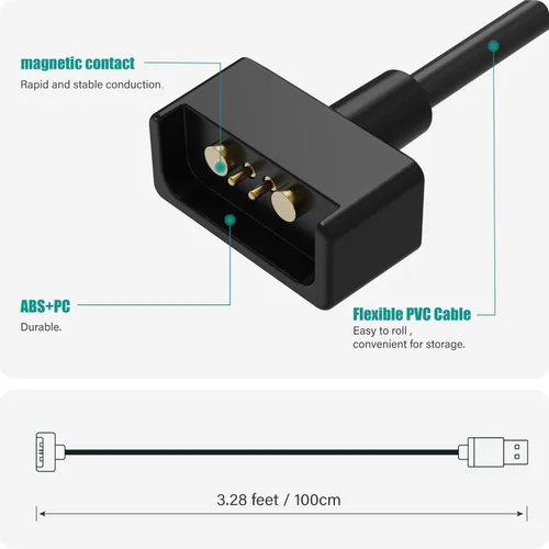 Vista 4 de TUSITA Cable de carga compatible con lentes inteligentes Ray-Ban Stories - 1M