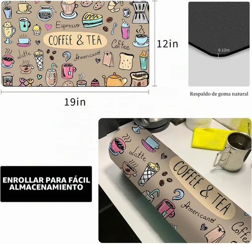 Vista 3 de Alfombrilla Divertida para Cafetera - Bandeja Espresso para Barra de Café Bajo Alfombrilla para Cafetera, Alfombrilla para Cafetera para Encimera
