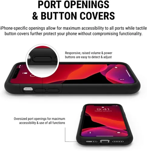Vista 4 de Incipio DualPro - Funda de doble capa para Apple iPhone 11 Pro con protección flexible contra caídas que absorbe los golpes, color negro