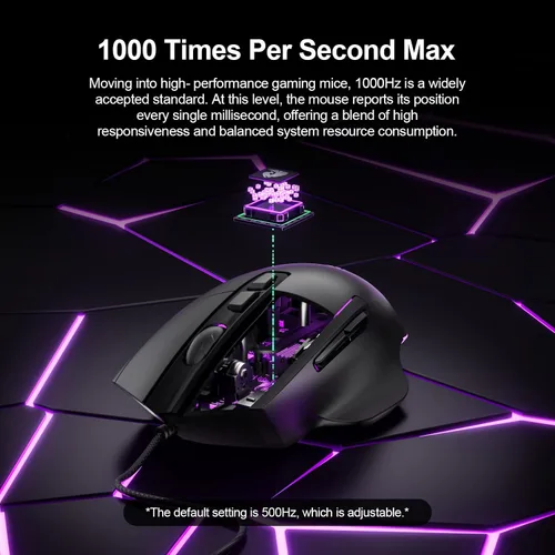 Vista 3 de Ratón para juegos con cable, mouse USB con cable para computadora con 7200 DPI, 7 botones programables para oficina en casa de negocios