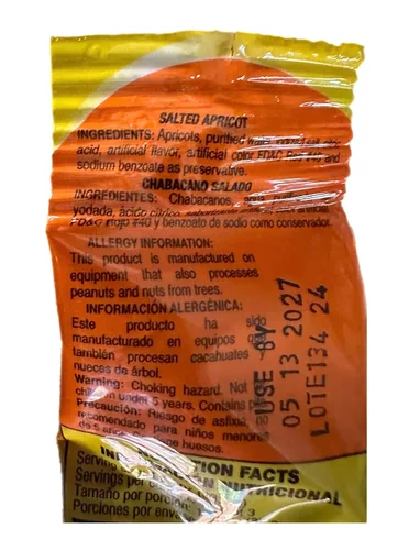 Vista 3 de Hola Lobito Chamoy Rojo Albaricoques Salados 3.5oz Paquete de 4