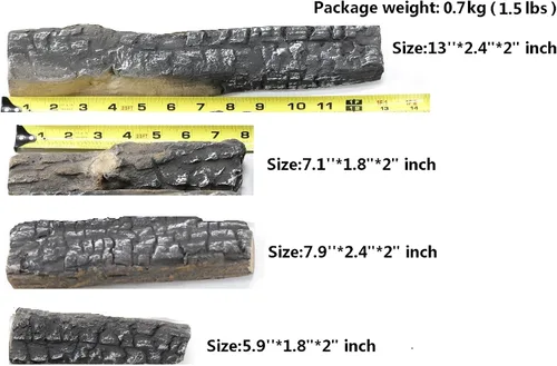 Vista 2 de GYG 4 pequeñas estufas de chimenea de cerámica de madera como troncos de hoguera para decoración