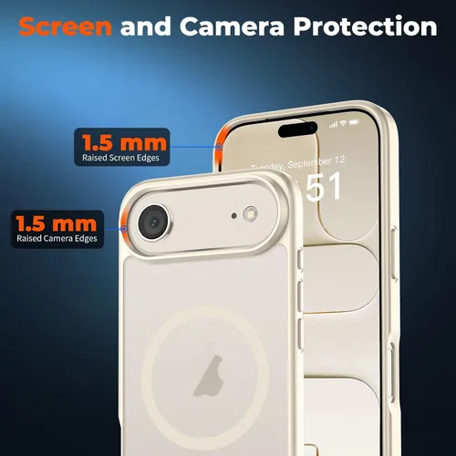 Vista 5 de zapica Funda magnética para iPhone Air, con protector de pantalla de vidrio templado, compatible con MagSafe, translúcida mate, a prueba de golpes
