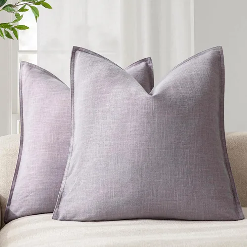 Vista 53 de Foindtower Juego de 2, Fundas Decorativas de Almohada de Lino Sólido Suaves Fundas de Cojín Europeo de Acento Estilo Granja Neutral para Silla Sofá
