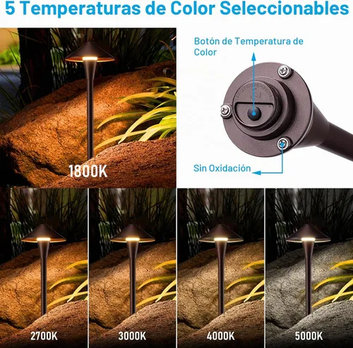 Vista 3 de LEONLITE Update 5CCT Luces de Sendero de Bajo Voltaje, Luces LED para Sendero de Paisajismo, 1800/2700/3000/4000/5000K, Cabezal de Cono Plano