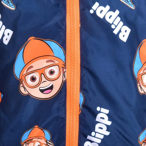 Vista 3 de Blippi Chaqueta rompevientos para niños pequeños y pequeños, color azul marino
