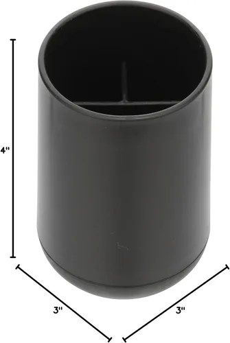 Vista 6 de iDesign - Soporte para cepillos de dientes normales, cepillos giratorios y pasta de dientes, colección Cade, 3 x 3 x 4.5 pulgadas, negro mate