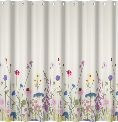 Vista 11 de Yeele Cortina de ducha floral de 36x72 pulgadas, juego de baño retro bonito con flores silvestres de acuarela, cortina de baño natural botánica
