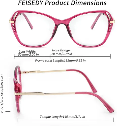 Vista 6 de FEISEDY Cateye B4069 - Gafas de bloqueo de luz azul para computadora para mujeres y hombres