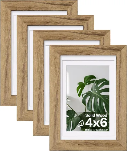 Vista 43 de Egofine - Marcos de fotos de 4 x 6 pulgadas (4 unidades) cubiertos por plexiglás, para fotos de 3 x 4.5 pulgadas / 3.5 x 5 pulgadas con paspartú