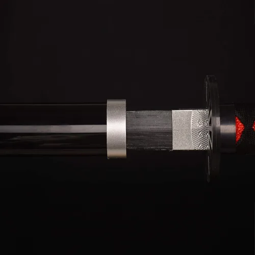 Vista 4 de Espadas Katana de anime de madera para cosplay, espada Samurai Tanjirou, cuchillo de rueda solar de espada, negro de 40 pulgadas30 pulgadas