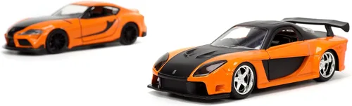 Vista 6 de Jada Fast & Furious 1:32 Han's Mazda RX-7 y Toyota GR Supra - Paquete doble de autos fundidos, juguetes para niños y adultos