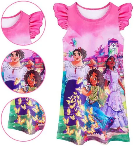 Vista 3 de Vestido de niña pequeña de manga corta cuello redondo sin mangas