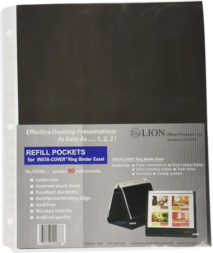 Vista 6 de Lion Insta-Cover carpeta estilo caballete con anillos, 1 unidad, Negro