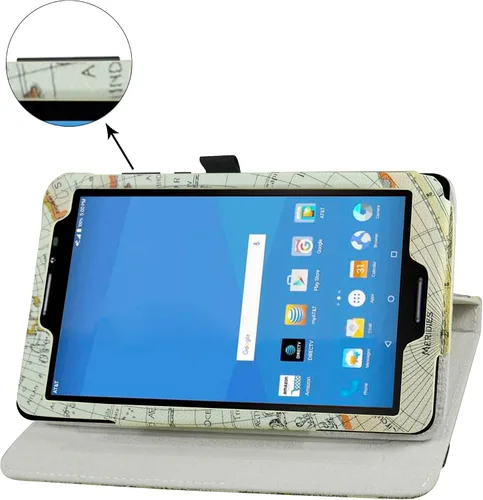 Vista 2 de AT&T Trek 2 HD - Funda giratoria (modelo 6461A), soporte giratorio de 360 grados con bonita cubierta para tableta Android ZTE Trek 2 HD K88/ZPad 8
