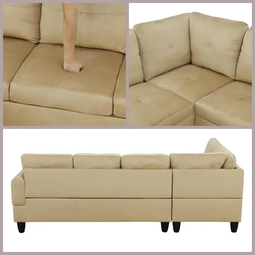Vista 5 de Sofá seccional en forma de L con chaise, 3 piezas modulares, sofá convertible para juegos de muebles de sala de estar y apartamentos pequeños