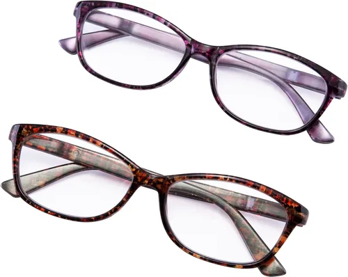 Vista 2 de EYEGUARD Alta potencia de aumento 2 pares de lentes de lectura con bisagra de resorte ultra transparentes para mujeres lectoras