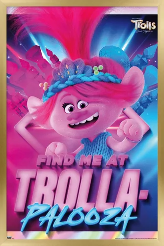 Vista 17 de Trends International Trolls: Band Together - Póster de pared de amapola, 22.4 pulgadas de largo x 14.7 pulgadas, versión enmarcada de madera