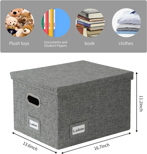 Vista 2 de Organizador de archivos, caja de almacenamiento plegable para oficina, caja de archivos con tapas, organizador de documentos para oficina y hogar