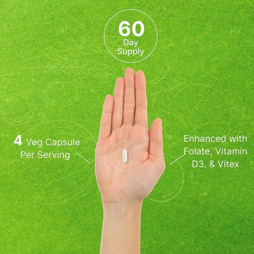 Vista 5 de Suplemento de Myo-Inositol y D-Chiro Inositol para Mujeres (40:1) 2,050 mg por Porción 240 Cápsulas Vegetarianas con Folato, Vitamina D3