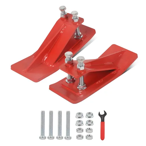 Vista 8 de Doppy 2 protectores de borde de cubo de tractor, domador de nieve de 3/8 pulgadas de grosor, tuercas de bloqueo hexagonales dobles y pernos Naranja