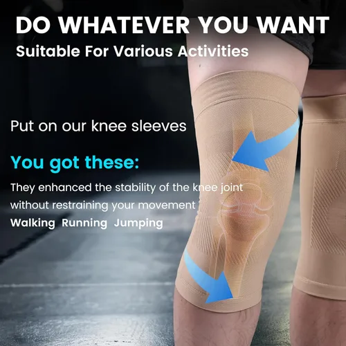 Vista 5 de Rodilleras de compresión, 1 par, se pueden llevar debajo de los pantalones, 20-30mmHg Rodillera de apoyo fuerte para unisex, soporte de rodilla