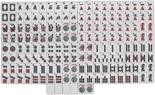 Vista 6 de 166 Tiles American Mahjong Set Bolsa Suave con Estante Combo Negro