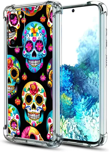 Vista 24 de Funda para Galaxy S20 FE 5G, protección contra caídas de flores de mariposa azul, a prueba de golpes, carcasa protectora de cuerpo completo