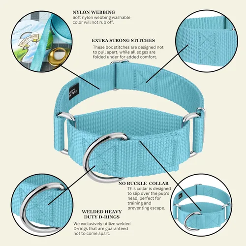 Vista 7 de Country Brook Petz - Collar para perro de nailon resistente Martingale de 15 colores (extra grande, 1 1/2 pulgadas de ancho, azul océano)