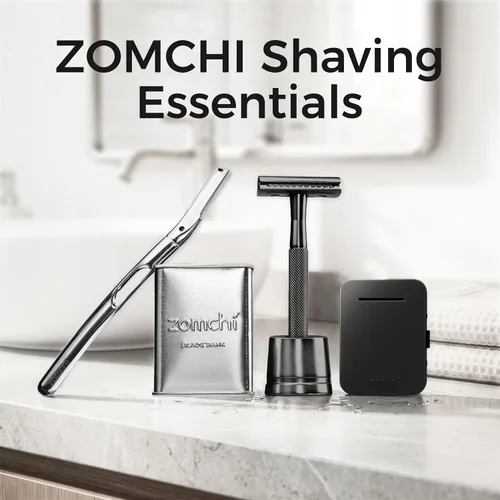Vista 9 de Maquinilla de afeitar de seguridad de doble borde con mango de textura,Maquinilla de afeitar de metal para hombres y mujeres,Se adapta a todas