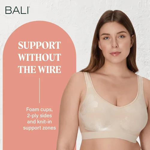 Vista 4 de Bali Sujetadores sin aros para mujer - Comfort Revolution - Brasier sin aros - Ajustable y de apoyo - Talla grande para mujer Trópico de almendras