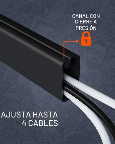 Vista 2 de ECHOGEAR Kit de canaleta de cubierta de cable, canal para despegar y pegar con 10 pies de ocultadores de cables, incluye paquete de conectores