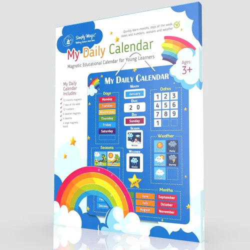 Vista 8 de Calendario Infantil Simply Magic 2025 - Mi Primer Calendario Magnético Diario para Niños, Todo Sobre Hoy Tablero, Calendarios de Días de la Semana