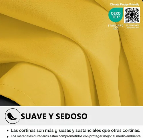 Vista 3 de Deconovo Cortinas Opacas con Pestaña Trasera Sólida y Bolsillo para Barra, Cortinas de Ventana Opacas con Aislamiento Térmico para Sala de Estar
