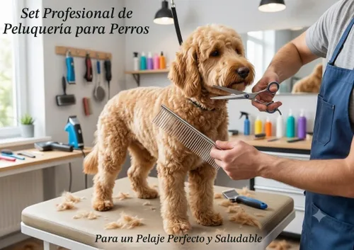 Vista 7 de Kit de aseo para perros, cepillo deslizante y desprendible para perros y Azul