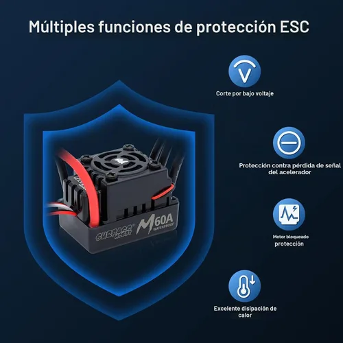 Vista 4 de Surpass Hobby RC Motor sin escobillas ESC Combo Impermeable M3650 4500KV Motor sin escobillas y set combinado 60A ESC para camionetas de control