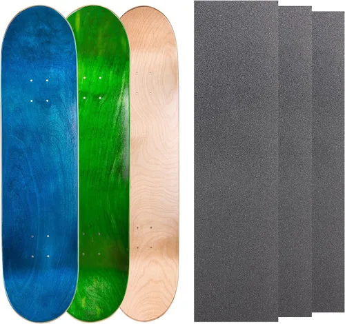 Vista 18 de Cal 7 Tablas de patineta de arce en blanco con cinta de agarre (paquete de 3, combinaciones)