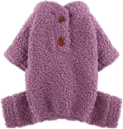 Vista 12 de Pijamas de forro polar para perros pequeños, ropa de cachorro de 4 patas para perro, pijamas para perros pequeños para otoño e invierno, ropa cálida