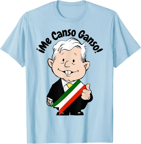 Vista 76 de AMLO Amlito Me Canso Ganso - Camiseta con diseño de dibujos animados mexicanos Gris Oscuro