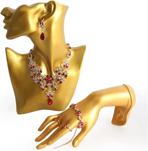 Vista 4 de Jewelry Display Stand Resin Necklace Pendant Chain Earring Jewelry Jewellry Bust Mannequin Organizer Holder Stand Photograph Prop for Necklace, Gold