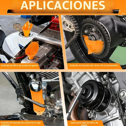 Vista 7 de Kit de cambio de aceite compatible con Harley, herramienta completa de cambio de aceite de motocicleta