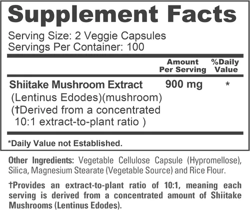 Vista 4 de NusaPure Extracto de hongos Shiitake 9000 mg 200 cápsulas vegetales (sin OMG, sin gluten)