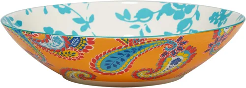 Vista 5 de Damask Floral - Cuencos de porcelana para sopa y cereales de 9.5 pulgadas, juego de 4 – Coloridos patrones florales y cachemira surtidos – Ideal