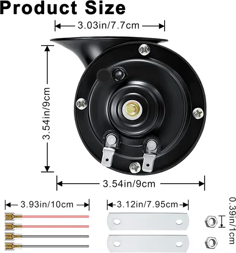 Vista 6 de Bocina de auto de 12 V, 300 dB, bocinas súper fuertes, bocinas dobles impermeables para camiones, bocinas de caracol eléctrico, kit de ajuste