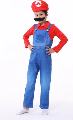Vista 7 de Disfraz de Super Brothers para niños, disfraz de Halloween Cosplay de Super Mario