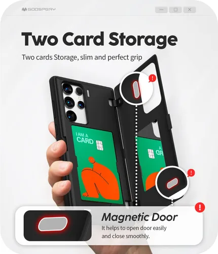 Vista 3 de GOOSPERY Funda tipo cartera para Samsung Galaxy S22 Ultra, [tarjetero] parachoques magnético de puerta con cierre automático, cubierta protectora