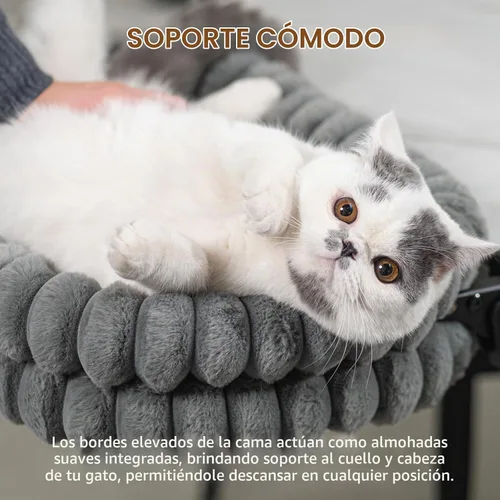 Vista 7 de CHEERPALS Cloud - Hamaca plegable para gatos de interior Gris
