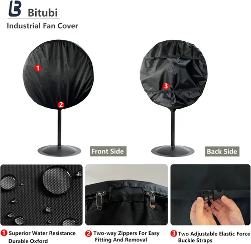 Vista 3 de Bitubi Cubierta de ventilador industrial, fundas impermeables para ventilador de exterior, compatible con ventilador de montaje en pared de 20 a 24
