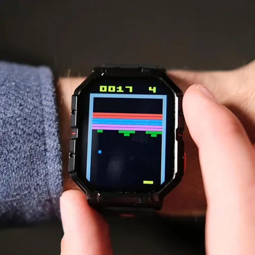 Vista 9 de Atari 2600, reloj inteligente retro para juegos con Selective Tech, rastreador de actividad física todo el día, Centipede™ integrado, Pong™, Missile