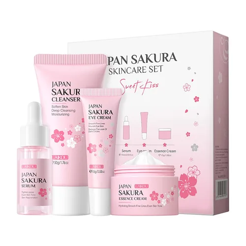 Vista 13 de LAIKOU Juego de Cuidado de la Piel JAPAN SAKURA - Juego de regalo de belleza para el cuidado de la piel con suero, crema para ojos, crema facial